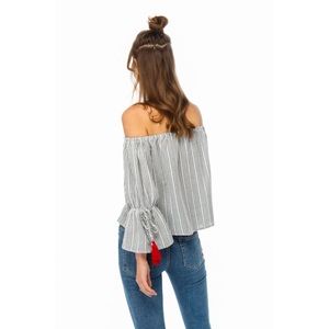 Hannah Beury Tops - LAST ONE! Off the Shoulder Top with Tassel Detail Hannah Beury Tops - LAST ONE! Off the Shoulder Top with Tassel Detail